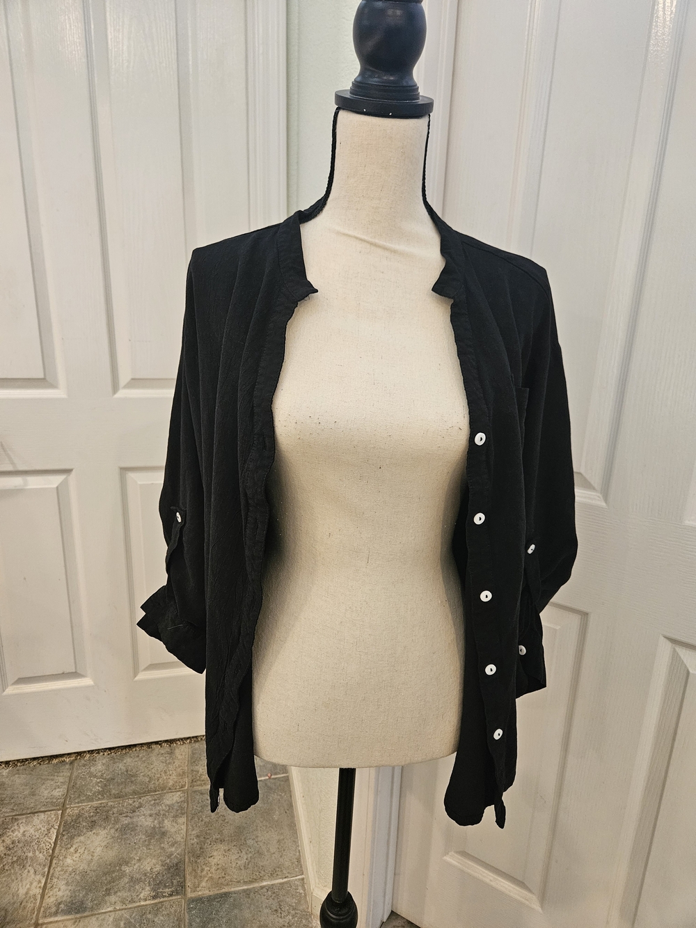 Pink Lily Black Button-Down Women’s Top